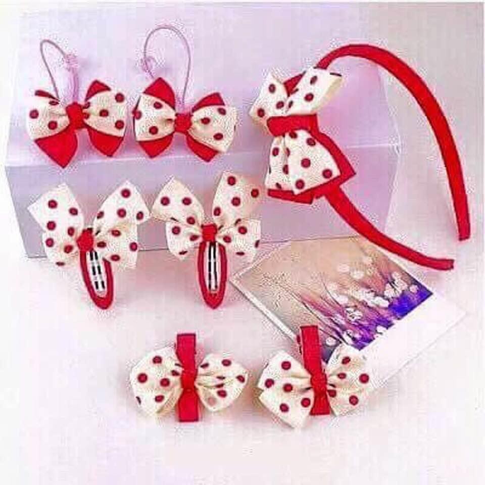 Bộ bờm nơ . dây buộc tóc ,7 món cho bé