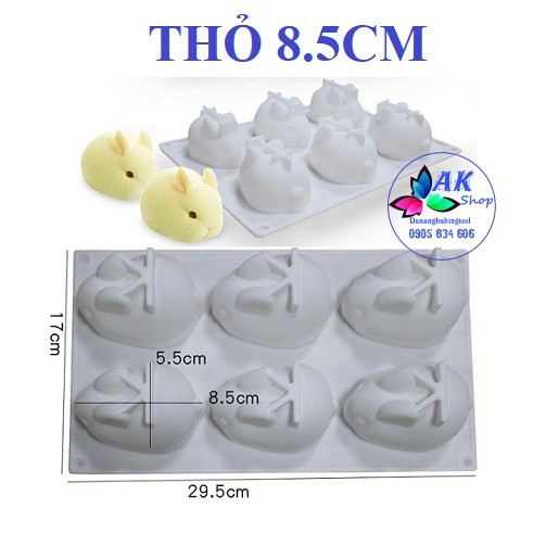KHUÔN SILICON 6 THỎ CON 8.5CM