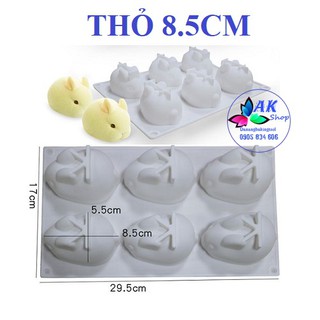 Khuôn silicon 6 thỏ con 8.5cm