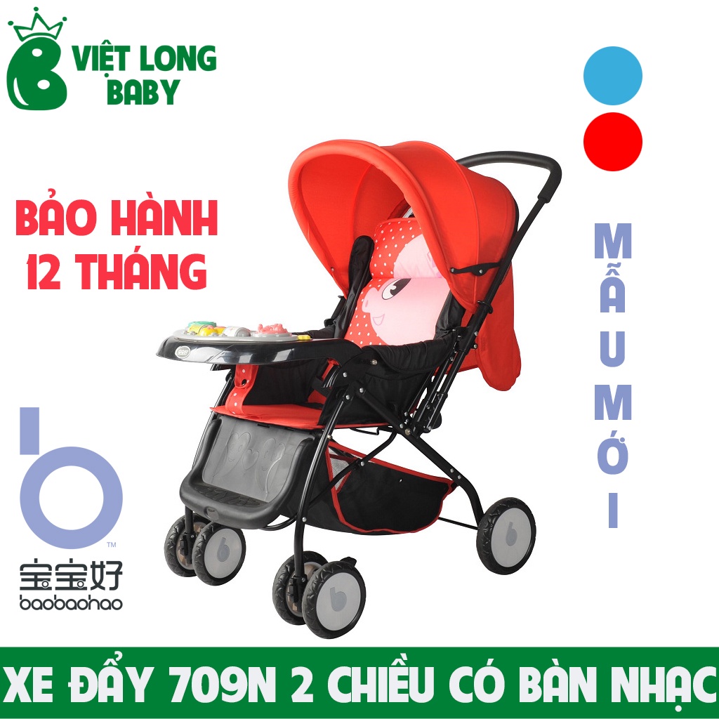 Xe đẩy 2 chiều BaoBaohao 709N có nhạc màu xanh BẢO HÀNH 1 NĂM