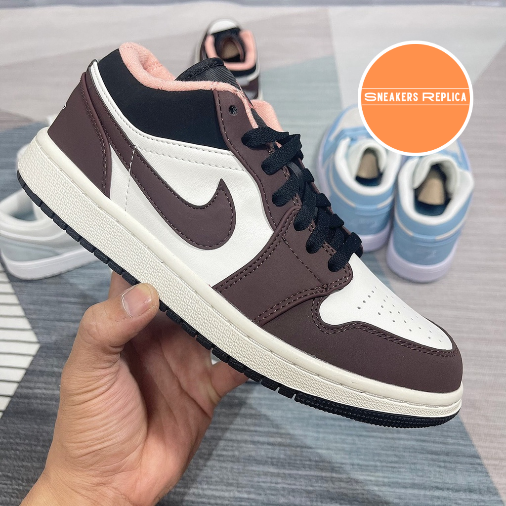 Giày sneaker Jordan 1 Low, Giày thể thao nam nữ JD1 Low Mocha Brown - Fullbox kèm dây phụ