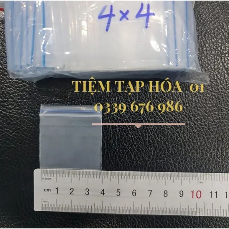 100 túi zip mini loại dày size 4cm x 4cm, túi zip nhỏ, bì zip trong, túi nilon miết mép, túi zipper