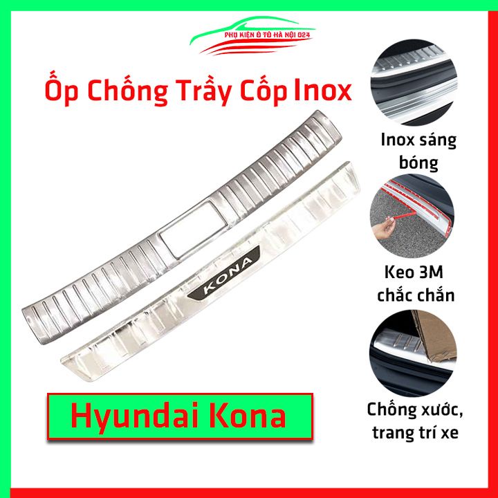 Ốp chống trầy cốp Hyundai Kona inox sáng bóng