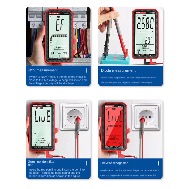 Đồng Hồ Vạn Năng Kỹ Thuật Số Thông Minh HUAJIAYI FS8233 Đếm 6000 True RMS