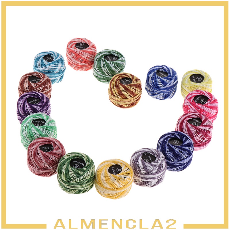 [ALMENCLA2] 16pcs Mixed Colour Cross Stitch Line Embroidery Cotton Thread Floss / Skeins