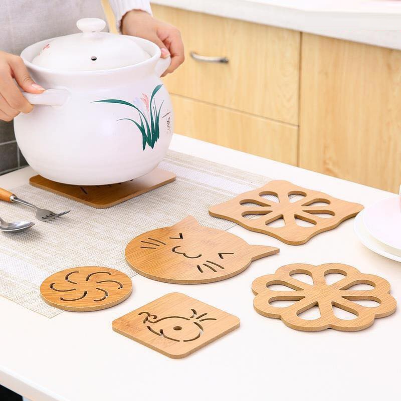 TẤM LÓT NỒI BẰNG GỖ TRE NHIỀU HÌNH NGỘ NGHĨNH Size To