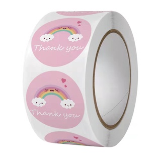 Akibaby- Cuộn 500 tem dán quà tặng 2.5CM Sticker Thank you Cảm Ơn Hình tròn xinh xắn