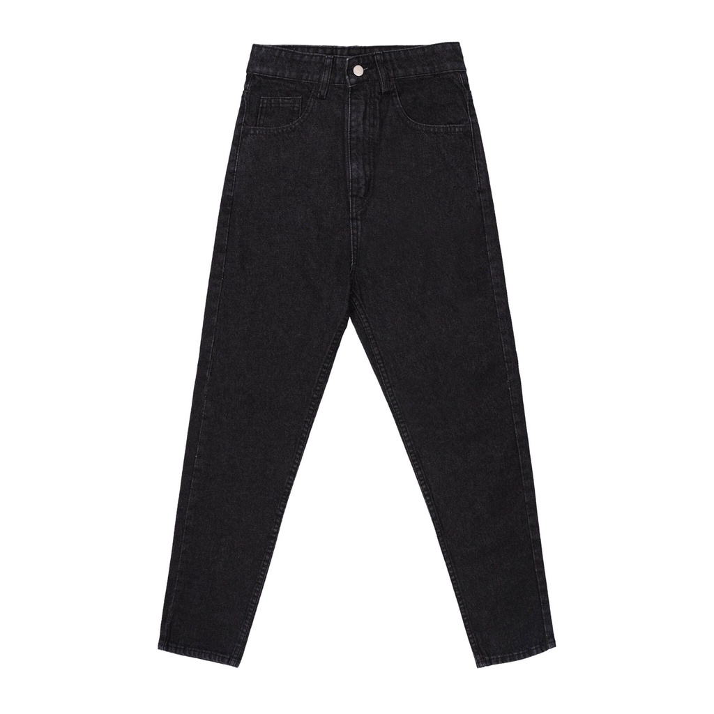 Quần Jeans Lưng Cao Nữ - Momfit Dark Grey - Hashtagem ( Mã MFJ.4 )