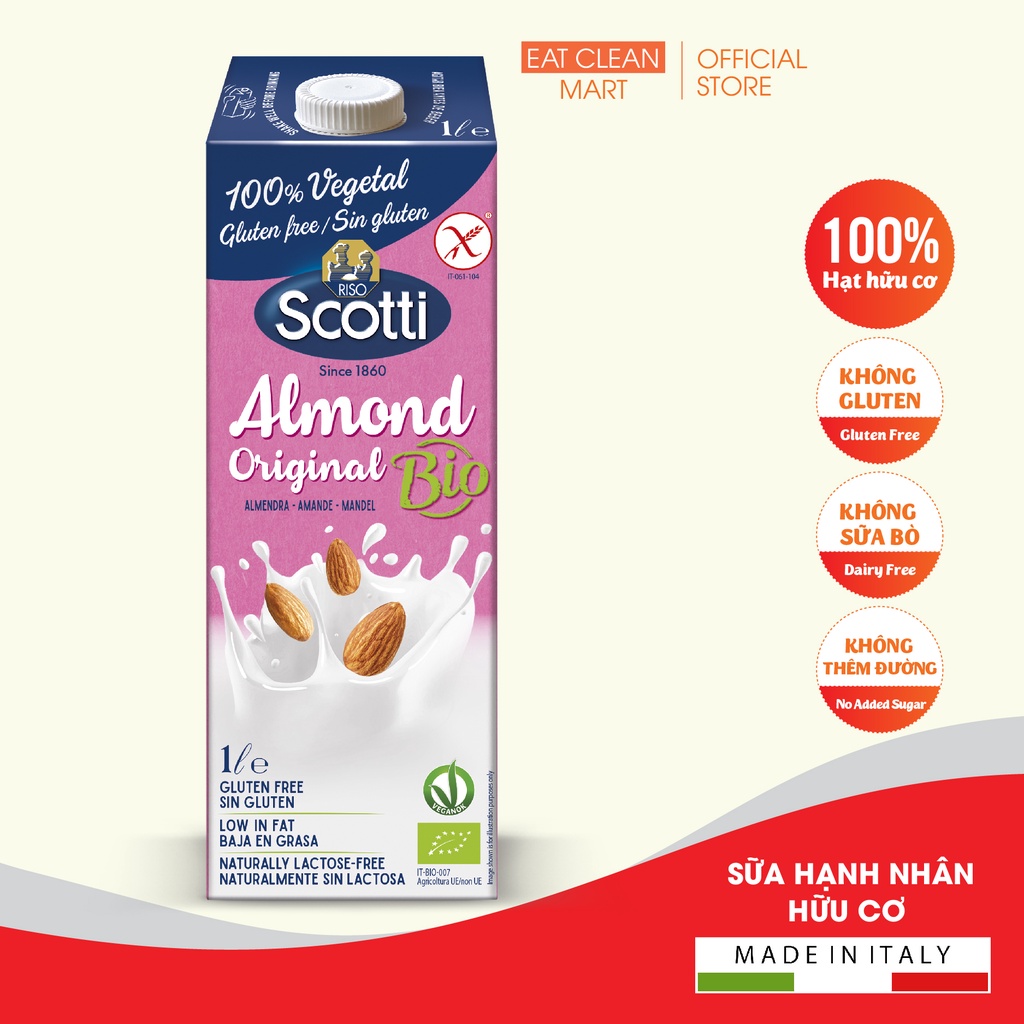 Sữa Hạt Hạnh Nhân Hữu Cơ Riso Scotti - ORGANIC Original Almond Drink - 1L