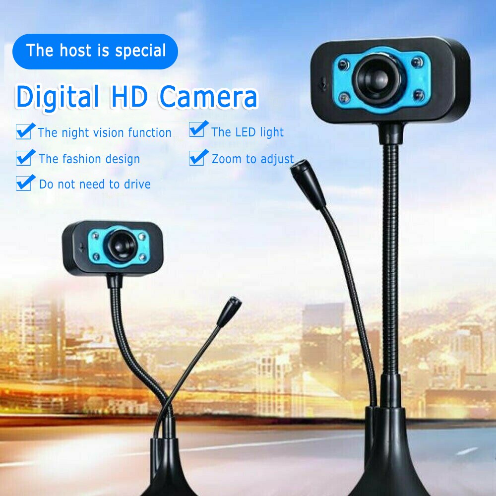 Camera webcam có cổng USB và chân đế hỗ trợ dạy học trực tuyến hoặc livestream