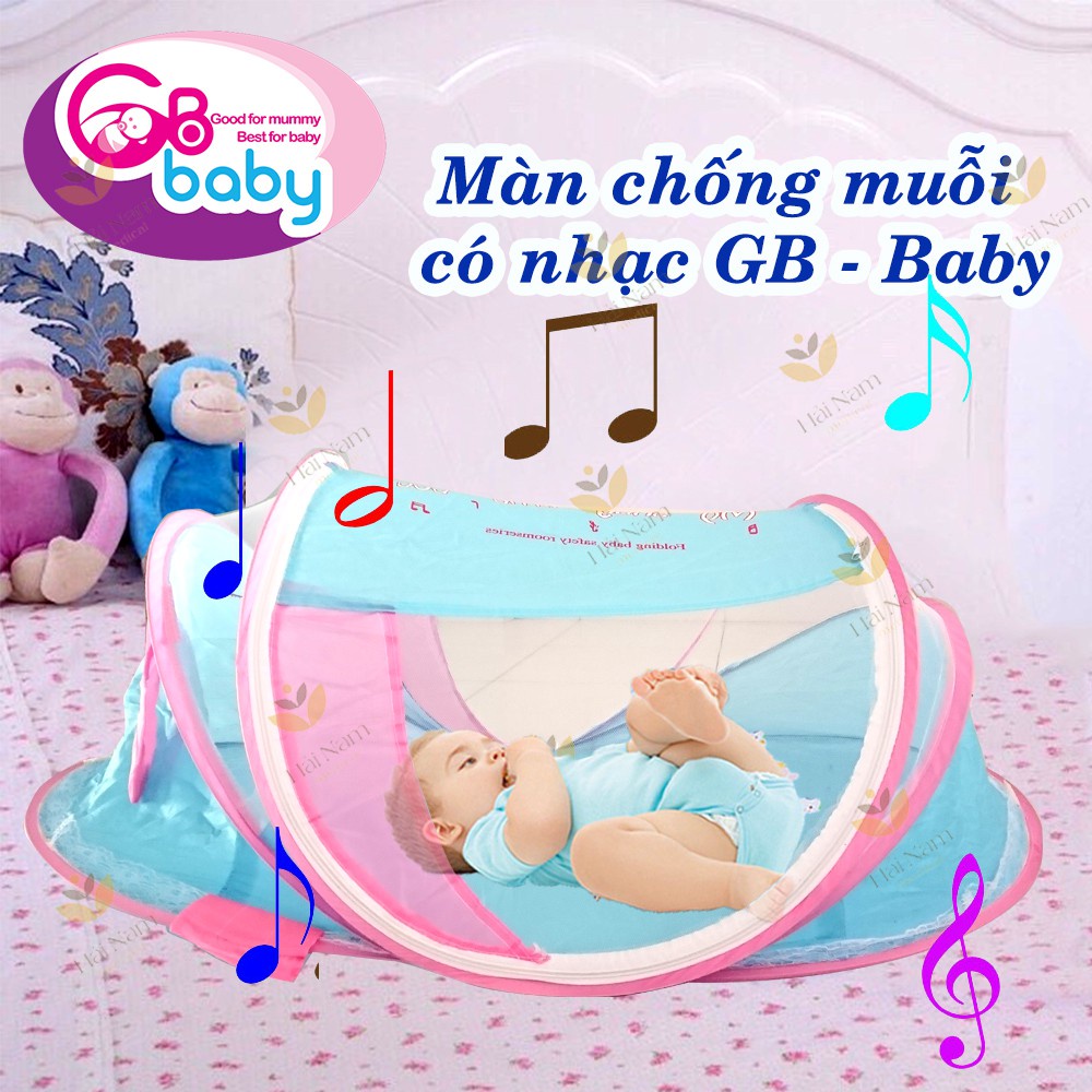 Màn ngủ phát nhạc / mùng tự bung chống muỗi và côn trùng cho bé hiệu GB Baby kèm túi đựng xinh xắn