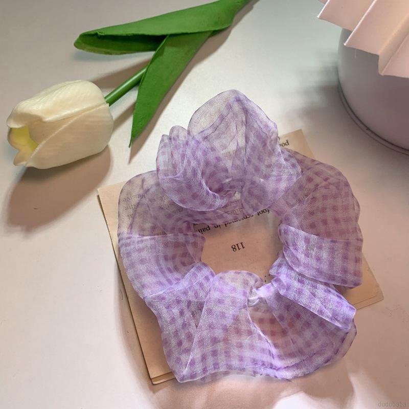 Dây buộc tóc co giãn họa tiết kẻ sọc phong cách retro thời trang dành cho nữ