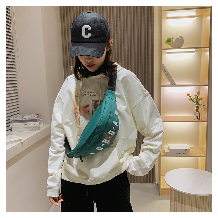 Jordan Túi Vải Đeo Chéo Nam Nữ, Túi Bao Tử Unisex Thời Trang Ngực Phản Quang Đi Học Đi Chơi