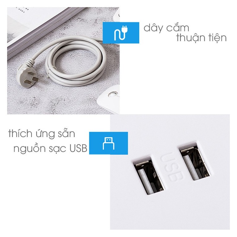 Đèn học làm việc để bàn chống cận thị kết hợp nhiều ổ cắm tích hợp ổ cắm USB sạc điện thoại đèn cây chống lóa mỏi mắt