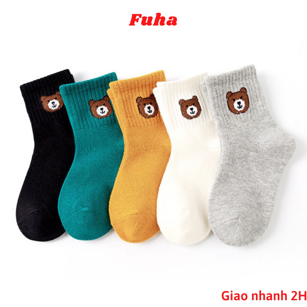 Set 2 đôi tất cổ cao cho bé Fuha, vớ họa tiết nhiều màu đáng yêu