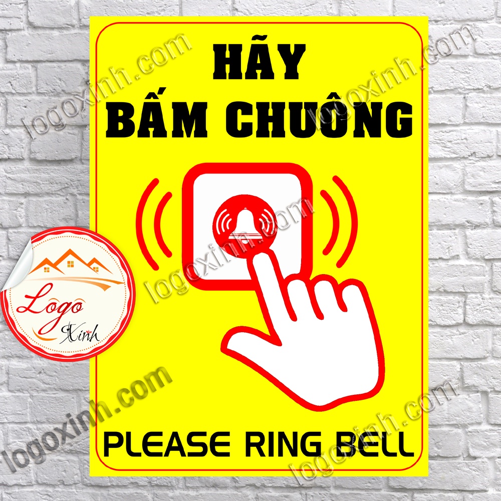 LOGO TEM STICKER HÃY BẤM CHUÔNG, VUI LÒNG BẤM CHUÔNG - PLEASE RING THE BELL