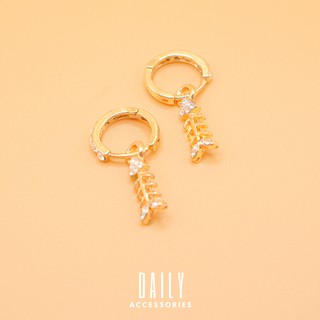 Khuyên tai hình xương cá - Bông tai hình xương cá đính đá xinh xắn Hàn Quốc Daily Accessories