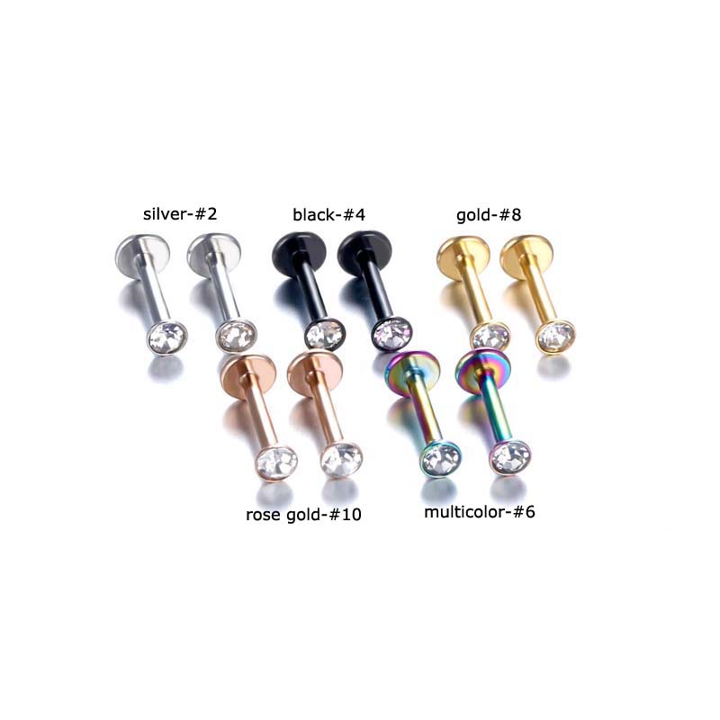 1 Khuyên Xỏ Cơ Thể Bằng Thép Không Gỉ Đính Đá Zircon 8mm