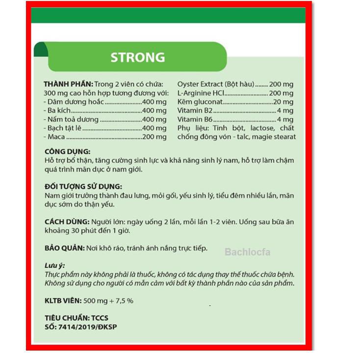 Hàu Biển Strong Oyster Extract - Bổ Thận, Tráng Dương, Tăng Cường Sinh Lý-Hộp 30 Viên