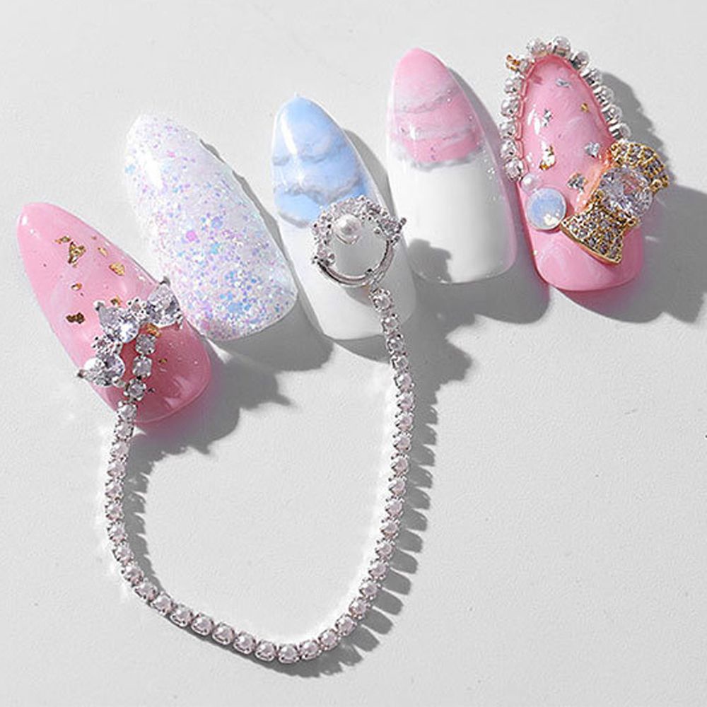 [Hàng mới về] Chuỗi Hạt Ngọc Trai 3D 25Cm Trang Trí Móng Tay Nghệ Thuật DIY Thời Trang