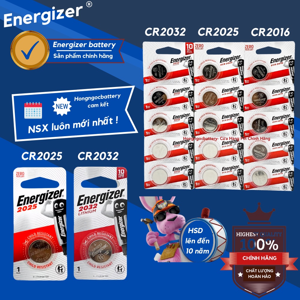 Pin CR2032 / CR2025 / CR2016 ENERGIZER Lithium 3V - Hàng Chính Hãng