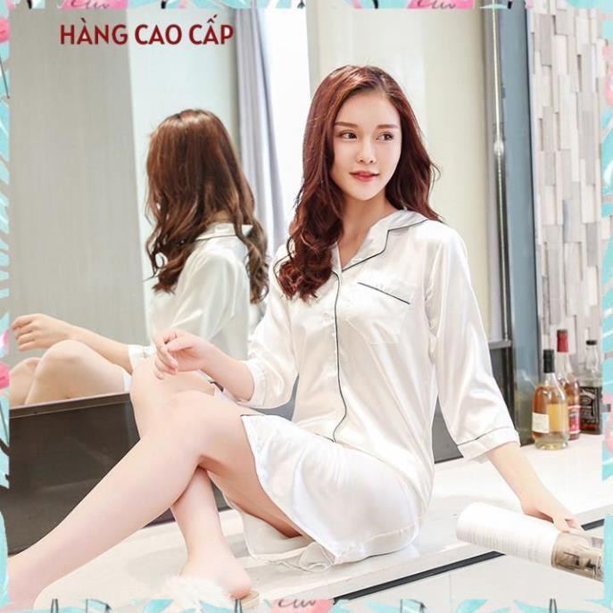 Đầm ngủ lụa cao cấp áo ngủ sơ mi tay lững với 4 màu siêu hot Thư Thư [HÀNG CAO CẤP]