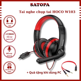 Tai nghe chụp tai gaming HOCO W103, Tai phone chơi game liên quân Pubg có micro tăng giảm âm lượng chống ồn - SATOPA