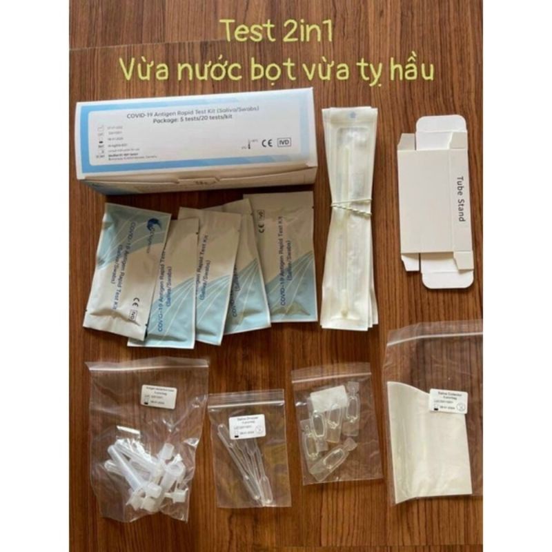 Test nhanh covid 2 trong 1, test mũi + test bọt