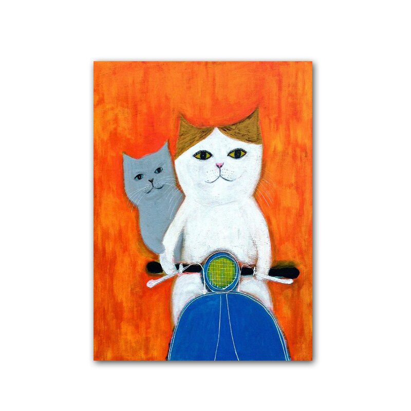 Tranh Treo Tường Trang Trí Hình Chú Mèo Vui Nhộn