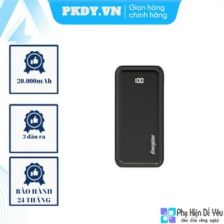 Sạc dự phòng Energizer 20,000mAh/3.7V Li-Polymer - UE20011PQBK tích hợp Power Delivery