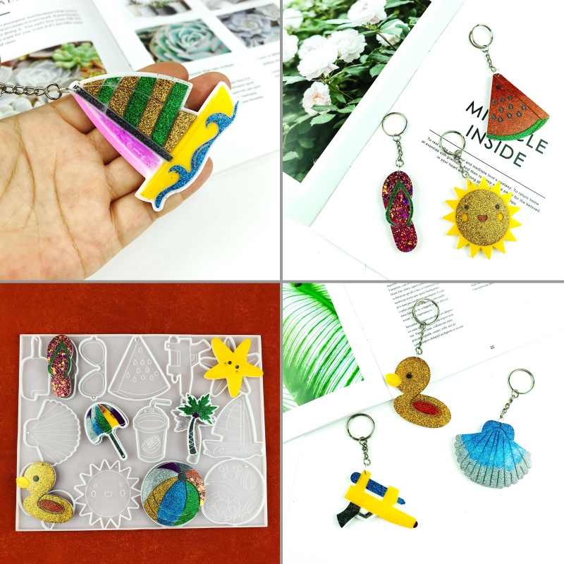 Sa Khuôn Silicone Làm Móc Khóa Epoxy Resin DIY
