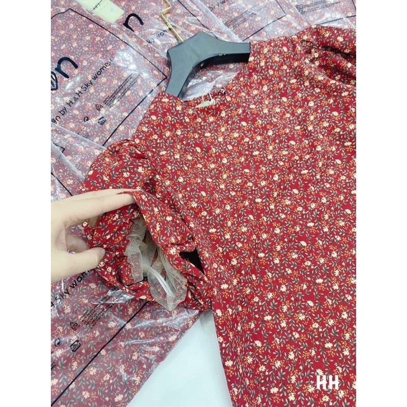 [Mã FATHANG5 giảm 10K đơn 50K] Đầm suông hoa nhí đỏ đô tay bồng🌸Váy maxi hoa đỏ dáng dài🌸{free ship} | BigBuy360 - bigbuy360.vn