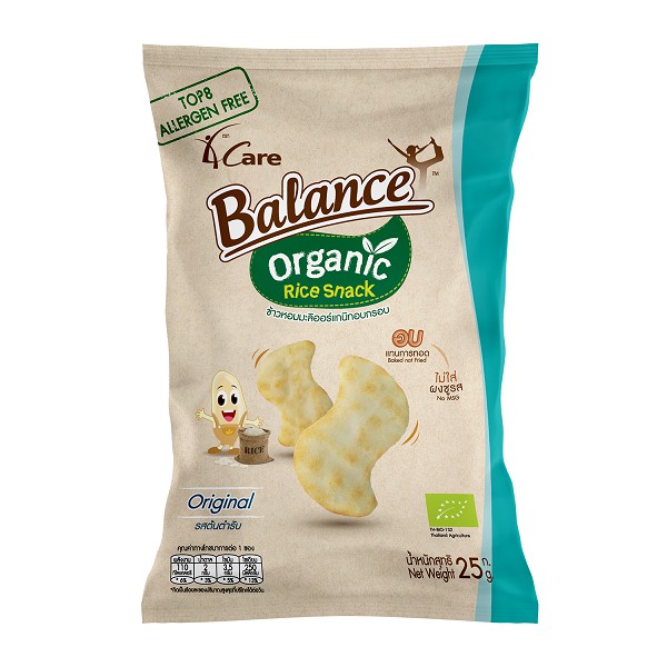 Bánh Snack gạo hữu cơ vị rong biển/BBQ/truyền thống 4Care Balance 25g