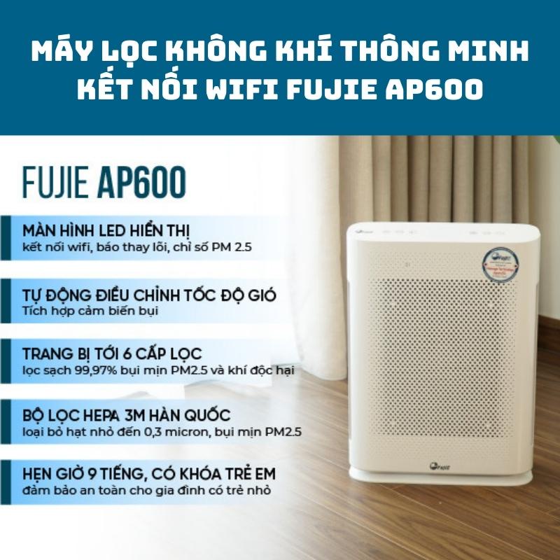 Máy lọc không khí thông minh FujiE AP600 kết nối wifi tích hợp bảng điều khiển cảm ứng và màn hình LED