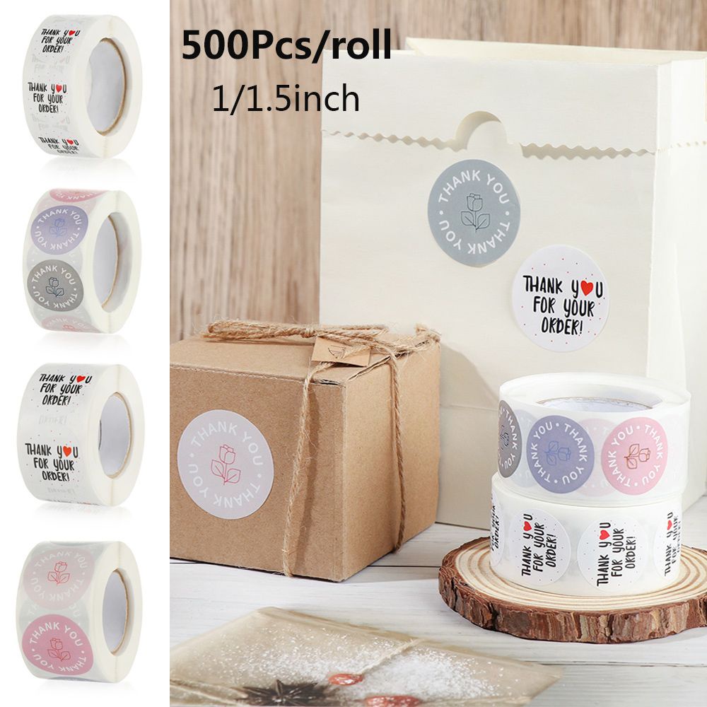 Cuộn 500 Nhãn Dán In Chữ Thank You Dùng Trang Trí Hộp Quà/Tiệc Cưới