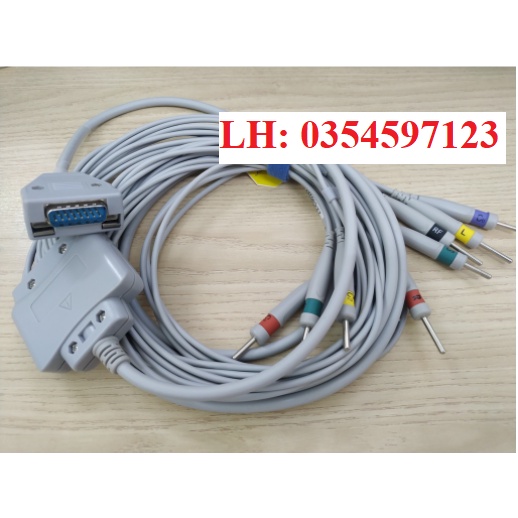 Cáp điện tim FUKUDA ME cho các dòng máy Cardisuny, KP-500, KP-500D | Cáp Fukuda EKG, IEC, 12ft Grey 