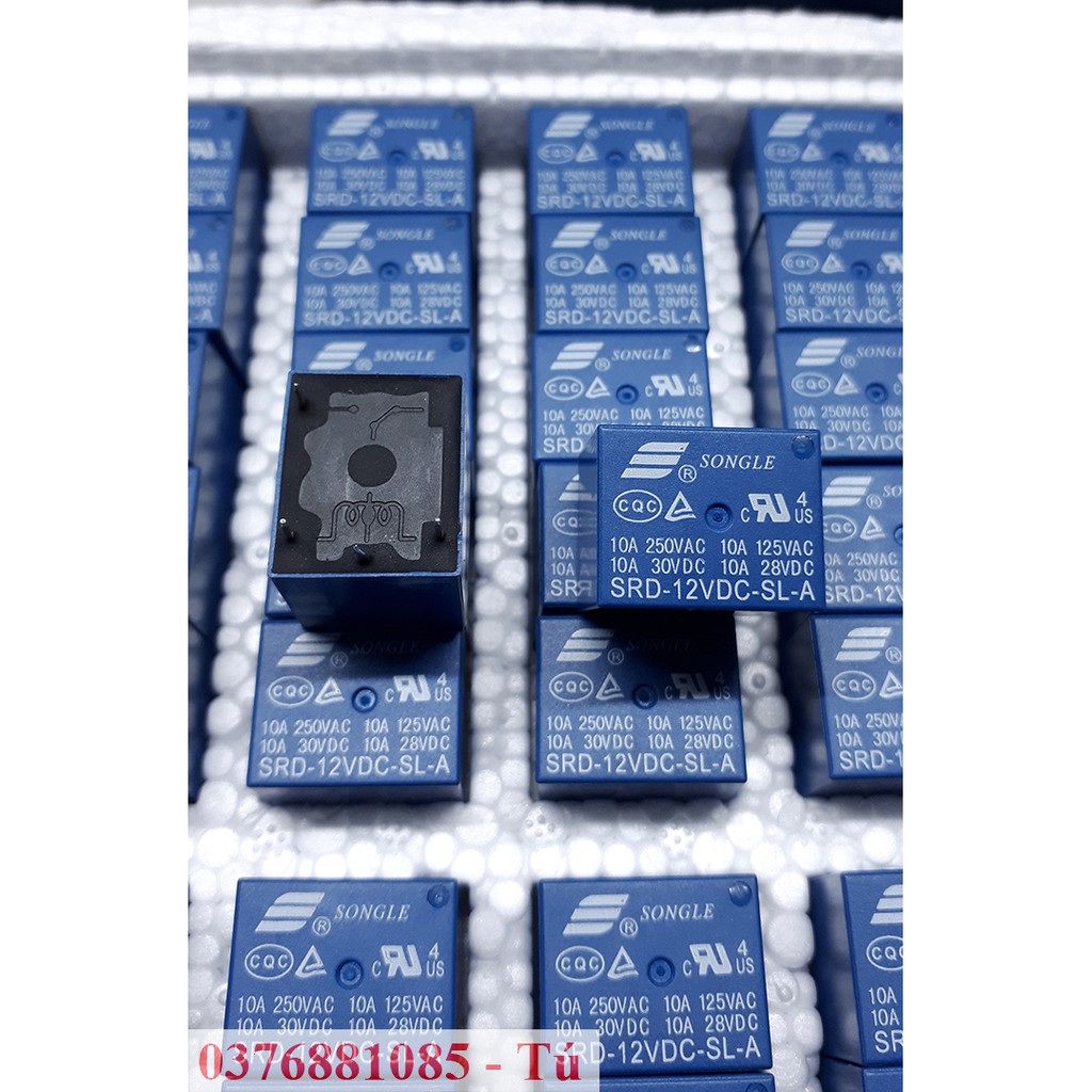 Relay (role) 12V 4 chân - SRD-12VDC-SL-A (Form A - 1 tiếp điểm thường hở) - combo 4 cái