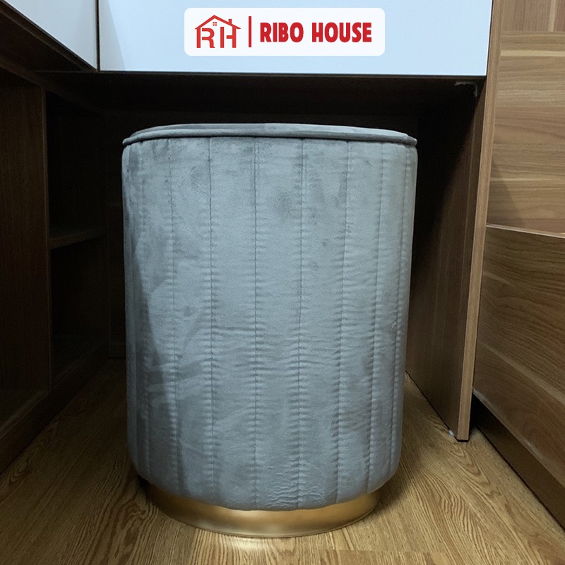 Ghế trang điểm RIBO HOUSE đệm vải nhung nỉ chân kim loại, ghế đôn sofa trang trí phòng ngủ decor quán cà phê spa RIBO51