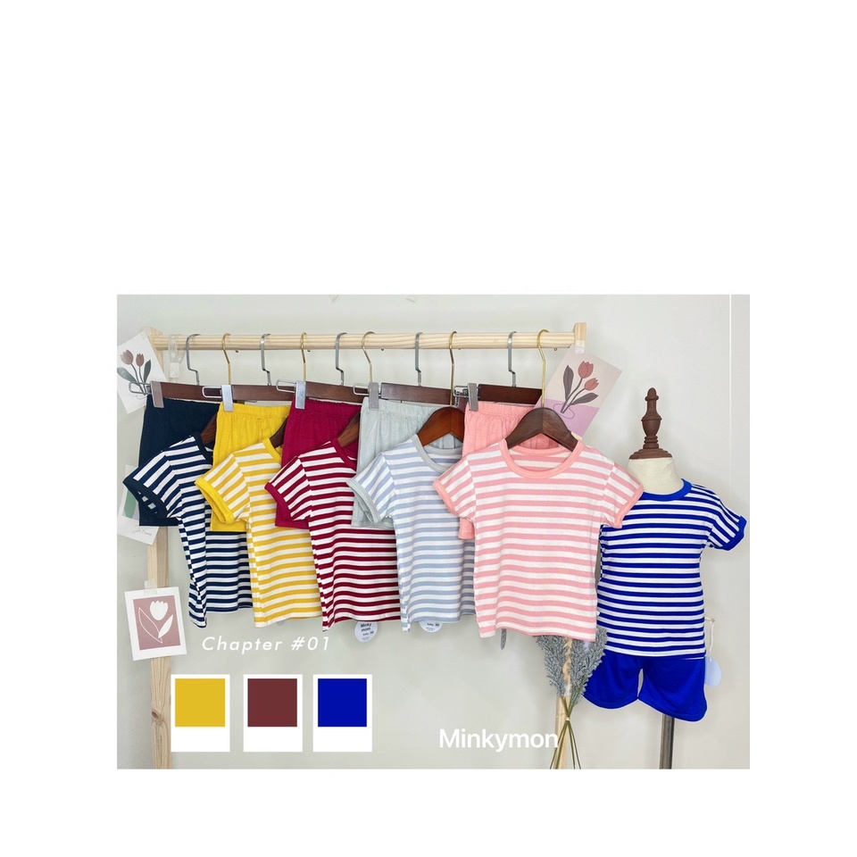 [ Hàng Sẵn Giao ngay ][ Giá rẻ ] Bộ Cộc Tay Thun Lạnh MINKY MOM Họa Tiết Sọc Dệt Dễ Thương, Mềm Mịn, Thoáng Mát, Dễ Chị