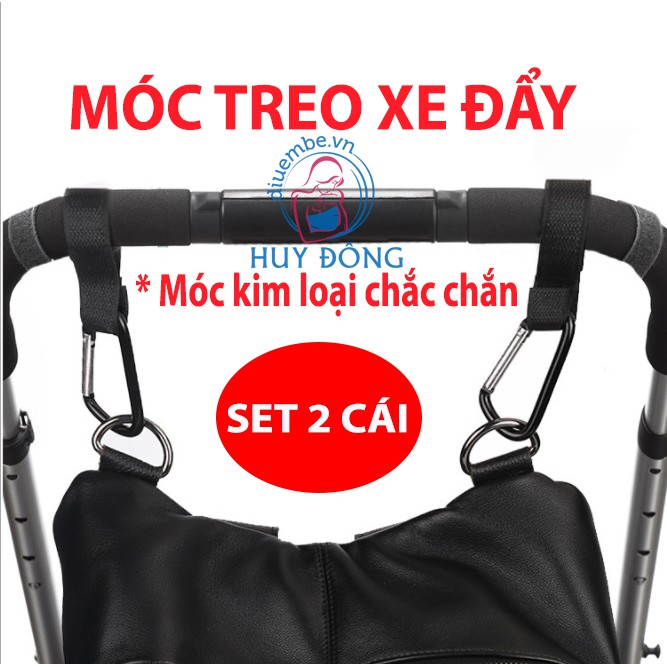 MÓC TREO BA LÔ BỈM SỮA, ĐỒ DÙNG GẮN VÀO XE ĐẨY EM BÉ