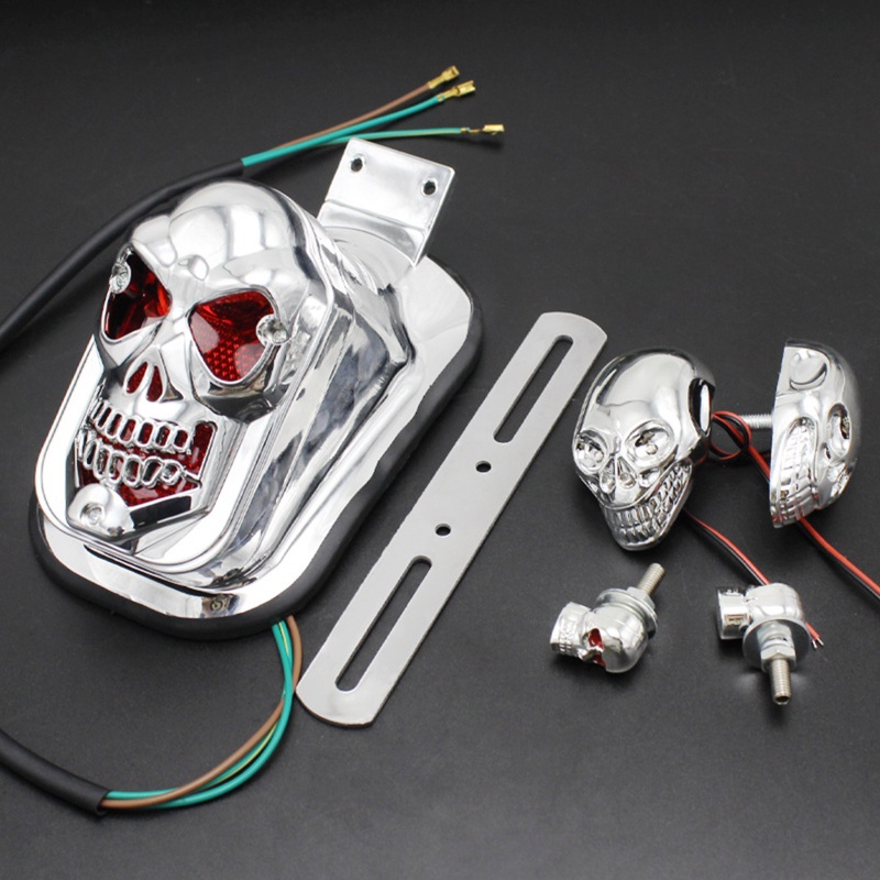 Đèn LED Tín Hiệu Phanh Dừng Xe Máy Hình Đầu Lâu 12V DC Thông Dụng Dễ Lắp Đặt