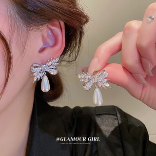 Bông Tai Bạc Hình Chiếc Nơ Đính Đá Zircon Xinh Xắn Thời Trang