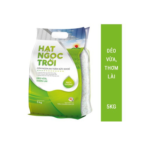 Gạo Hạt Ngọc Trời Bạch Dương túi 5kg - gạo trắng hạt dài dẻo vừa thơm lài