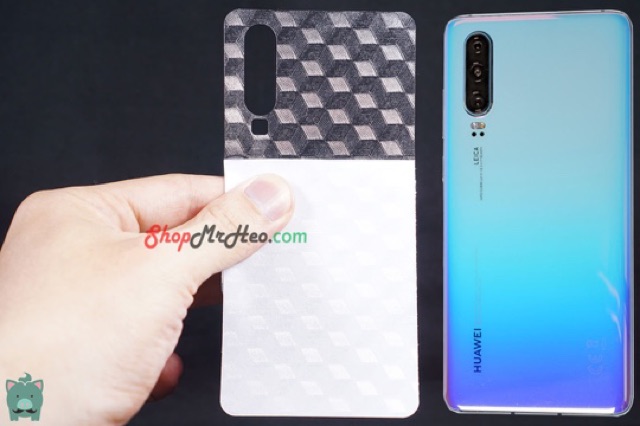 Skin Dán Mặt Sau Lưng Vân 3D Huawei P30 - P30 Lite - P30 Pro - Carbon, Hình hộp, Nhám, Vân Da