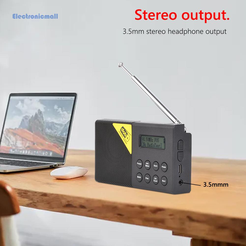 Đài Radio Kỹ Thuật Số Mini Di Động Có Radio FM DAB 3.5mm Điện Tử Kích Thước Nhỏ Gọn Tiện Dụng