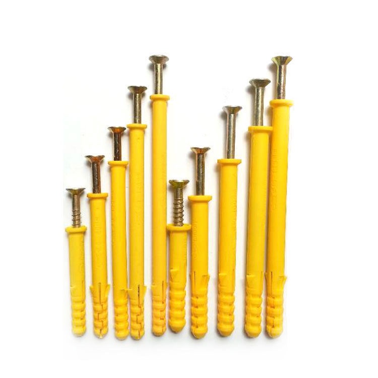 Màu vàng nhỏ ống mở rộng nhựa croaker kéo dài vít mở rộng 6mm8mm 10mm phích cắm mở rộng ống mở rộng keo đinh Nhồi bông