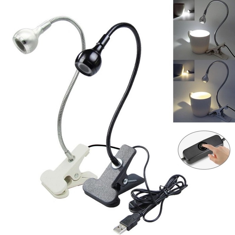Đèn Đọc Sách Ống Kim Loại Có Thể Uốn Cong Linh Hoạt 360 Độ Với Phích Cắm USB Tiện Dụng