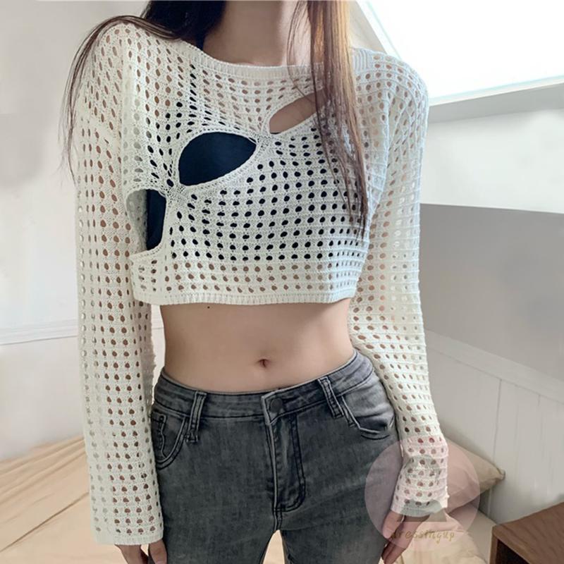 Áo Thun Nữ Dệt Kim Dài Tay Cổ Tròn Thời Trang