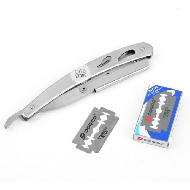 Cán dao cạo thép trắng T_D_J STAINLESS hàng đẹp
