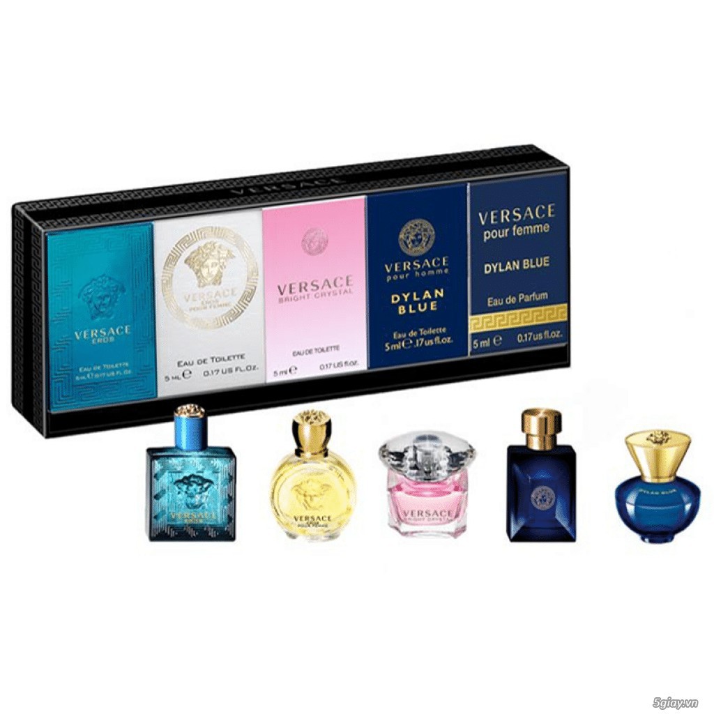 Set Nước Hoa Unisex Ver Sace 5 Chai Mini Eros Pour Homme - Dylan Blue - Bright Crystal -